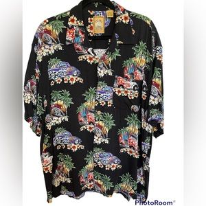 Island Collection Hawaiian Willy And Hot Rods Shirt Size XL